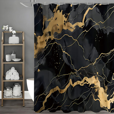 Marble Shower Curtains with Hooks Included