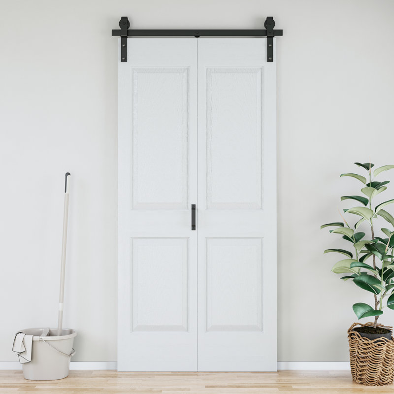 Porte de grange pliante à 4 panneaux, style placard, en bois manufacturé, préassemblée, formes en treillis, 40 po x 84 po, avec trousse de quincaillerie d'installation (idéale pour petit placard, garde-manger, buanderie, salle de bain)