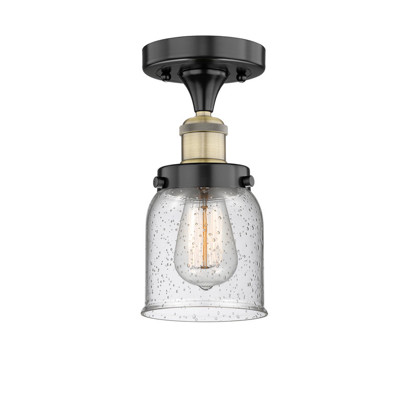 Saad Glass Semi Flush Mount, Black Antique Brass