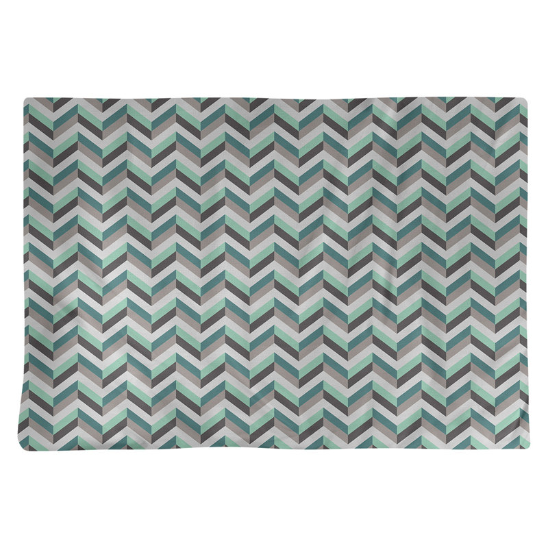 Napperon en coton 18 po chevrons, Vert / Gris