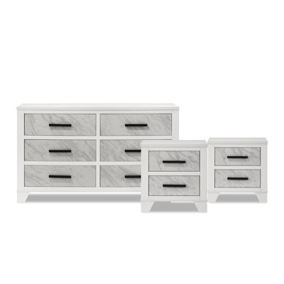Bains Faux Marble Inset 3-Piece Bedroom Set
