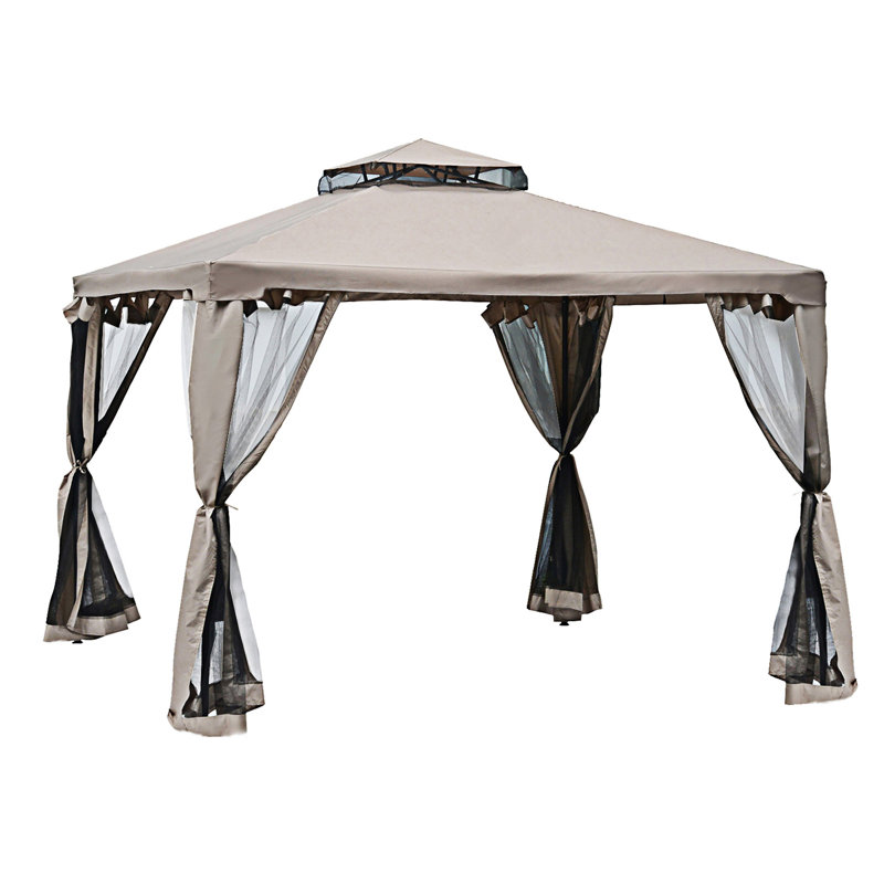 Pavillon de jardin Outsunny, abri de jardin avec toit et filet