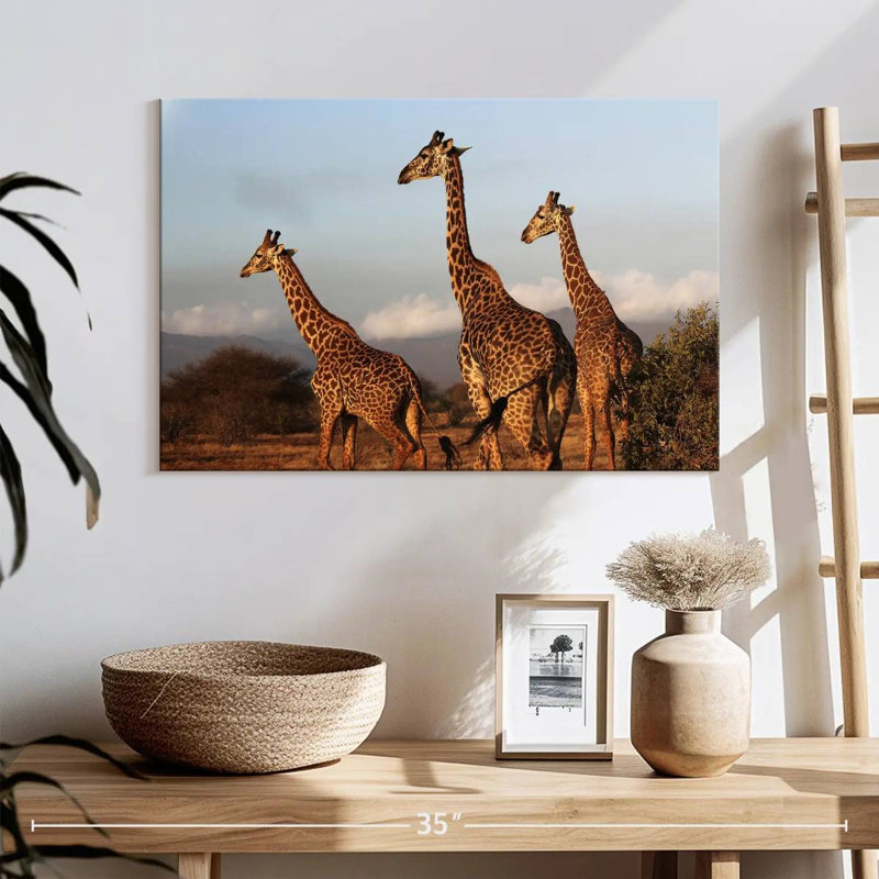 Brampt Three Brown Giraffes, 16" H x 24" W