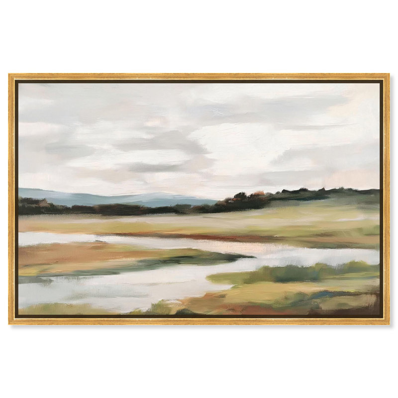 Art Remedy, paysage classique, toile, étreinte du jour, H 25 po x l 37 po, Cadre flottant doré