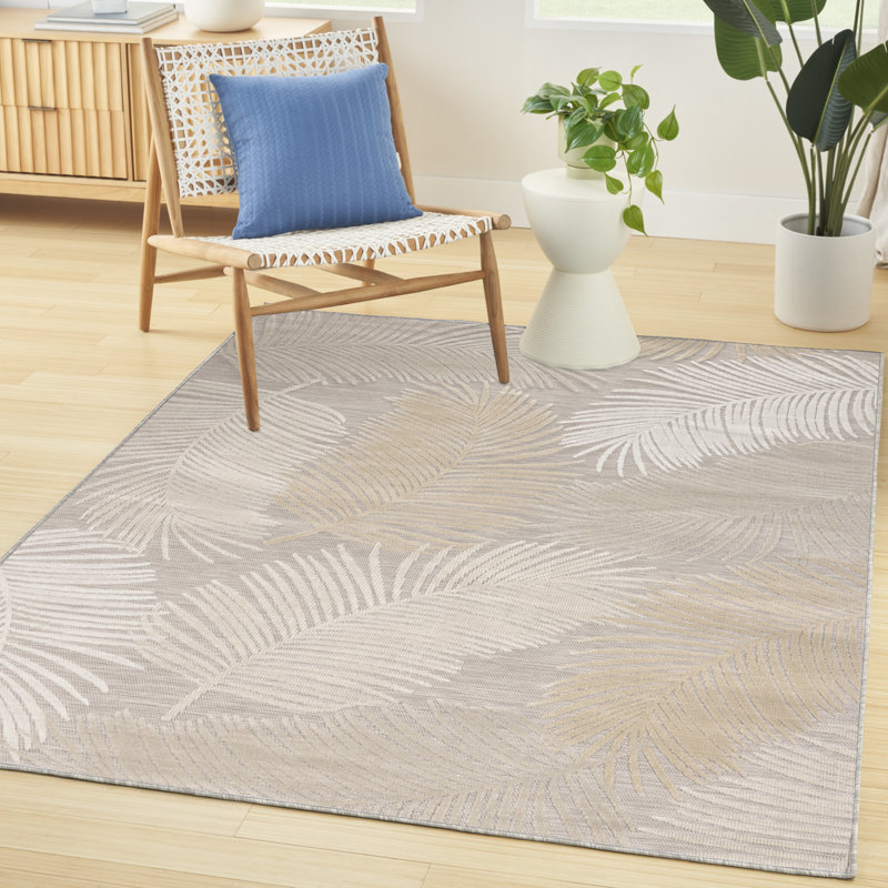 Nourison Suncoast 4' x 6' Beige Tropical Rug, Beige, Rectangle 4' x 6'