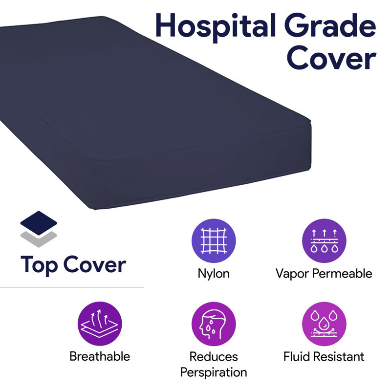 ProHeal Max-Density Pressure Redistribution Foam Mattress with Protective Raised Rails - 36" x 76"