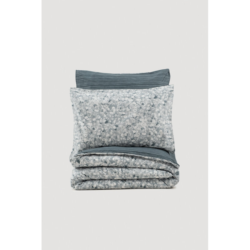 Elegant Ranforce King Quilt Cover Set, 240 x 87 inches (2-Piece) | 100% Cotton, Anthracite & White/Grey | Machine Washable, 145 Thread Count, Button Closure Duvet & Envelope Pillowcase | Soft, Stylish & Durable Bedding