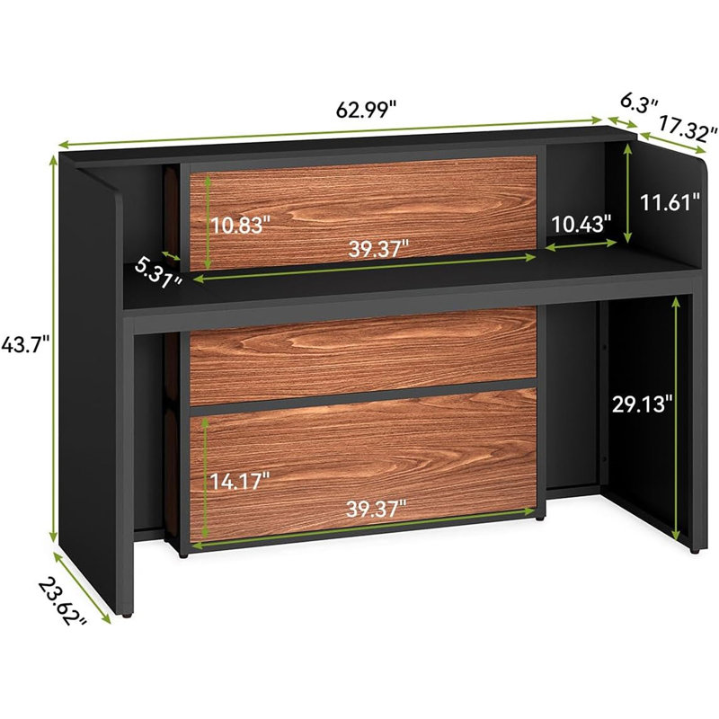Bureau de réception moderne de 63 po avec lumières DEL (sans la chaise)