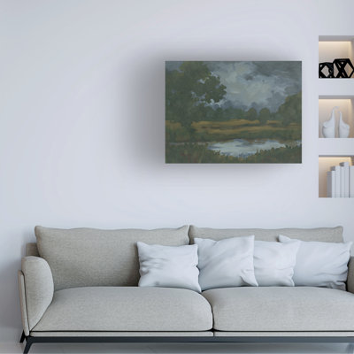Wrapped Canvas Wall Art - June Erica Vess  'Riverbank at Dusk I' Wall Art for Living Room, Bedroom, or Office Décor  - 18x24