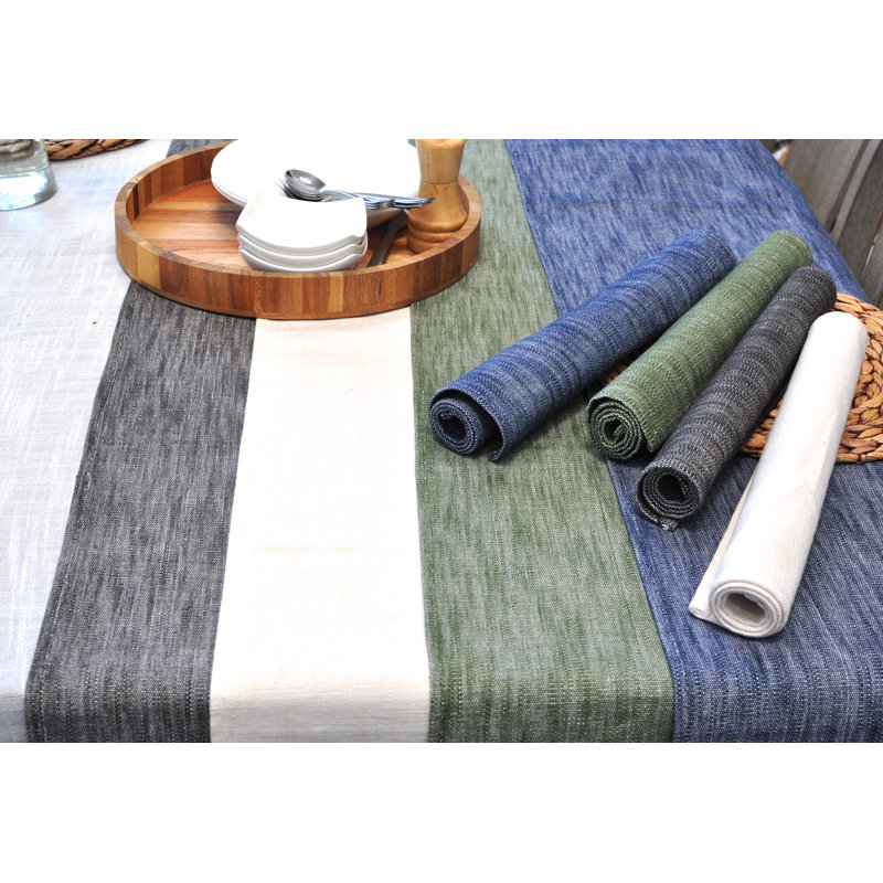 Ensemble de 4 napperons rectangulaires en coton tissé lavable lavable pour table de salle à manger 13 po x 20 po, Bleu