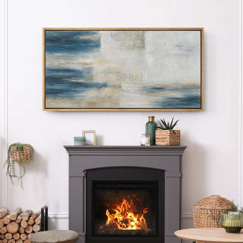 Grande impression sur toile encadrée, reproduction abstraite neutre pour décoration intérieure moderne, Naturel