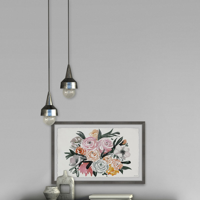 «Watercolor Flower Bouquet», reproduction encadrée, H 24 po x l 36 po x P 1,5 po