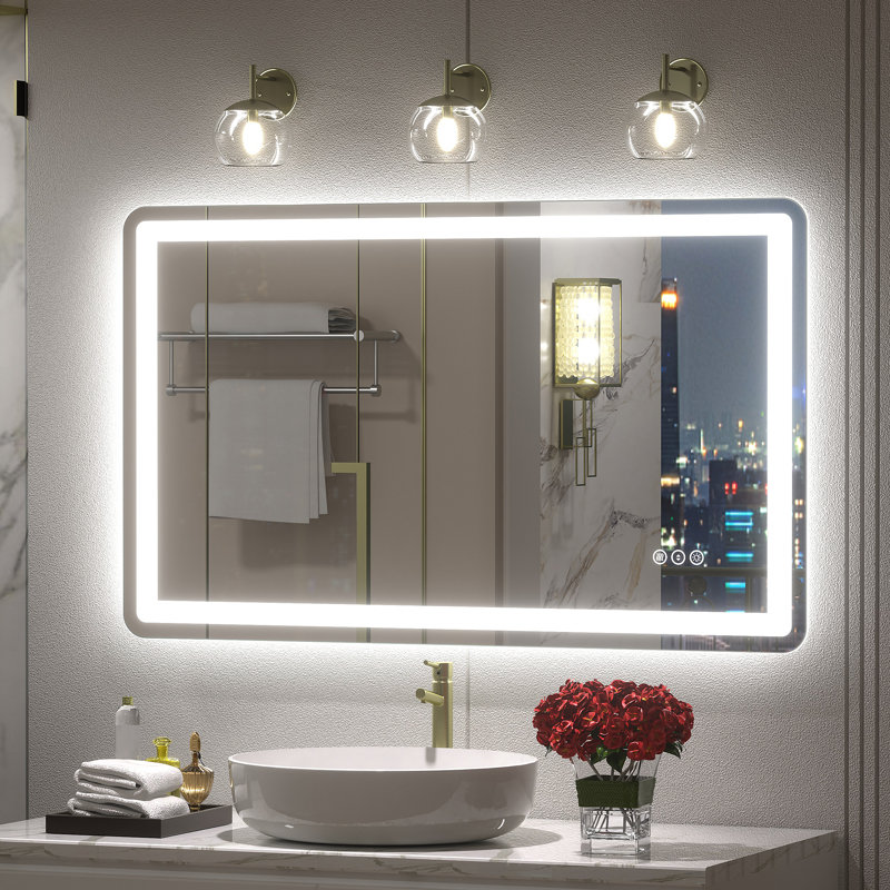 Aevar UL Certified Front & Back LED Anti-Fog Tempered Glass Bathroom/Vanity Mirror with 3-Year Warranty, 40" x 24"