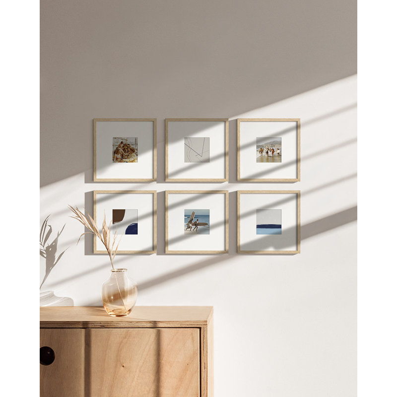 Ensemble de 15 cadres carrés Haus et Hues, L 8 po x H 8 po, Beige