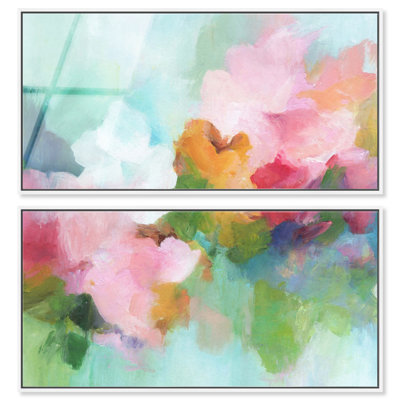 «Soft Garden - Ira Colmeva», grand imprimé 2 pièces encadré par Art Remedy, cadre blanc, 46 x 23