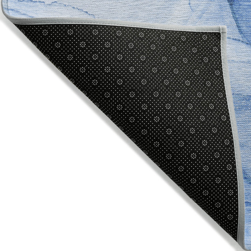 2' X 3' Blue Abstract Washable Non Skid Indoor Outdoor Area Rug