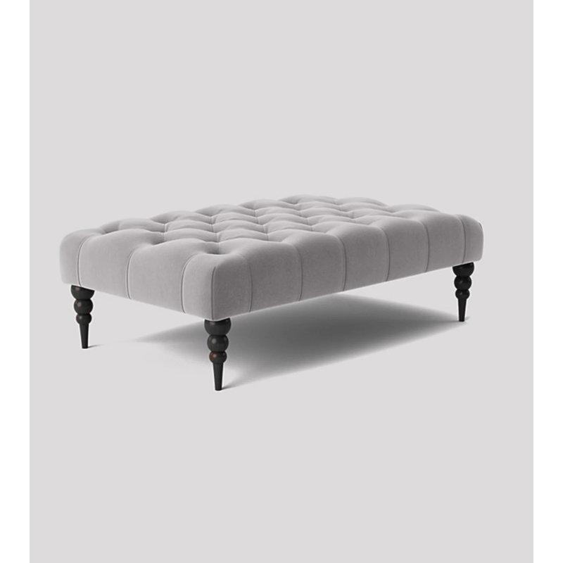 Alyana Rectangle Ottoman Bench with Wooden Legs - Plush Velvet Chesterfield Upholstered Footstool, 35cm H x 150cm W x 50cm D