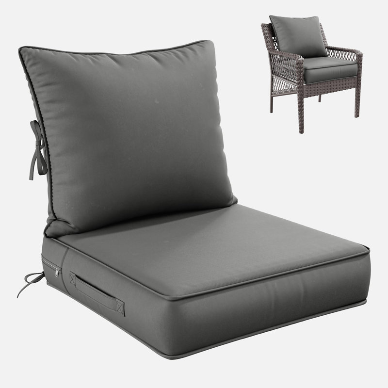 Outdoor Deep Seating Cushion Set Indoor And Outdoor Seat / Back Cushion, Available In 4 Sizes, Light Gray, 22" H x 22" W