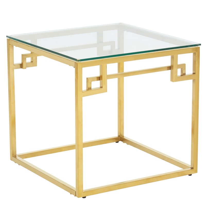 Allure Glass Top End Table, Gold