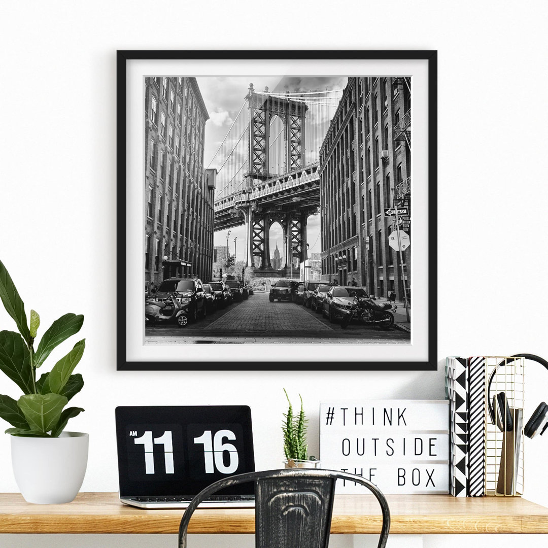 Gerahmter Grafikdruck Manhattan Bridge in America