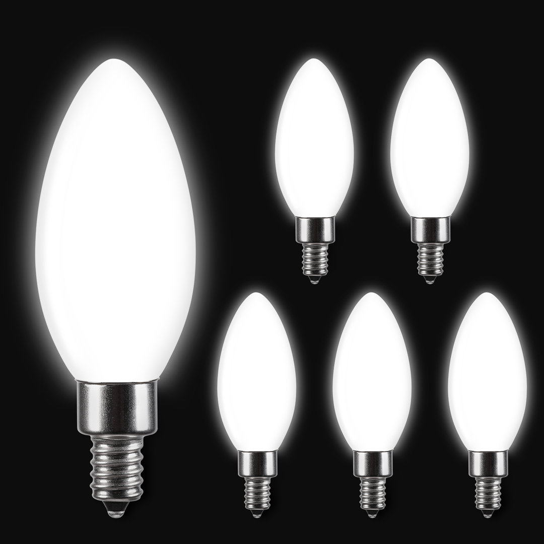 Dimmable LED Chandelier Light Bulbs 5.5W(60W Equiv.) Cool White E12/Candelabra Base, Milky White (Set of 6) TORCHSTAR