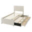 Lit plateforme simple tapissier avec lit gigogne et 3 tiroirs, tissu de lin, beige