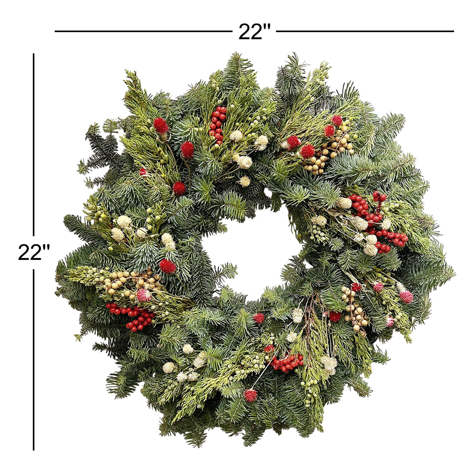 22" Handcrafted Juniper Christmas Wreath