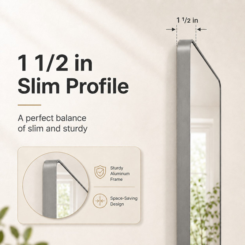 Leyat Modern Rectangle Metal Frame Wall Mirror for Bathroom, 30" x 36" , Gray