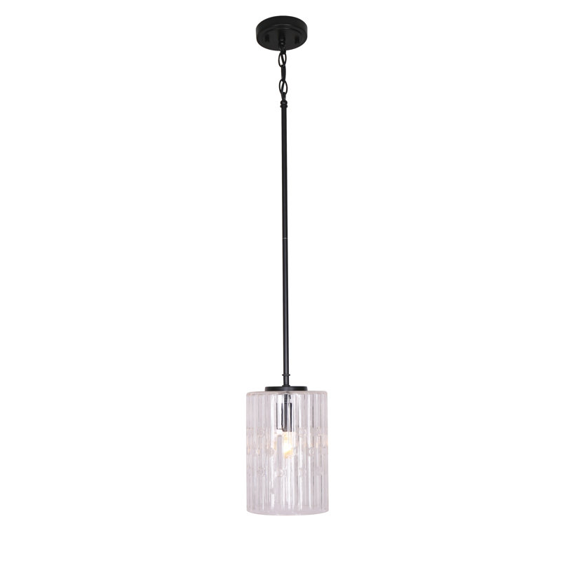 Luminaire suspendu cylindrique à 1 lumière, Noir mat
