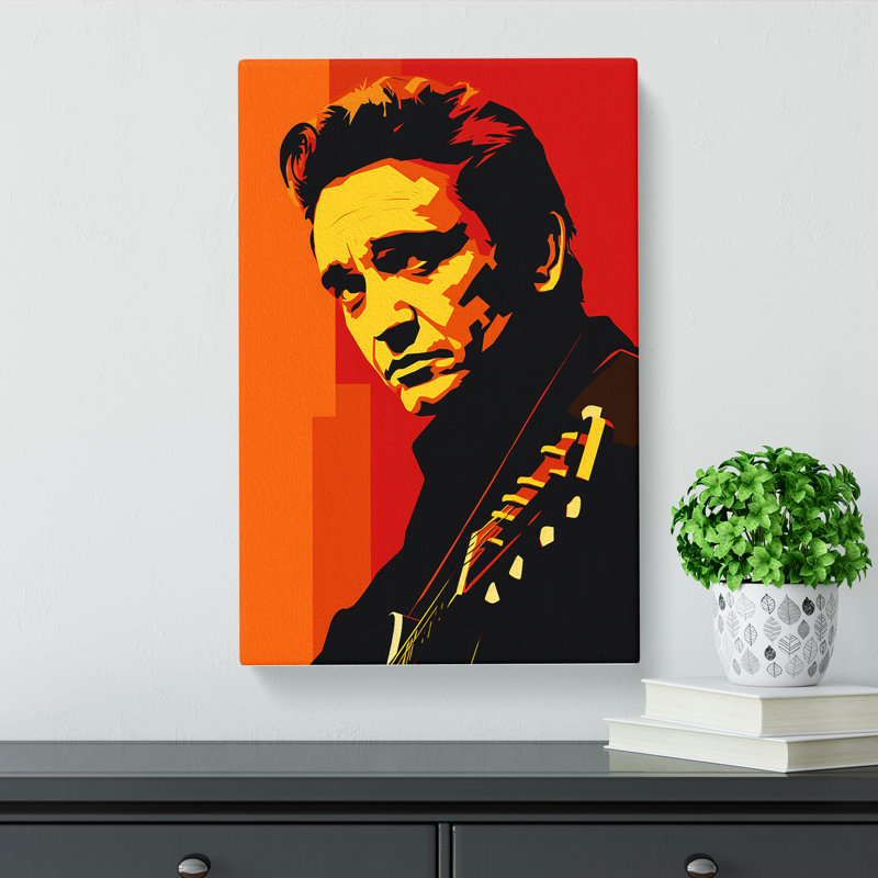 Johnny Cash Minimalism - Single Picture Frame Art Prints - Wrapped Canvas, 60cm H x 40cm W x 3cm D