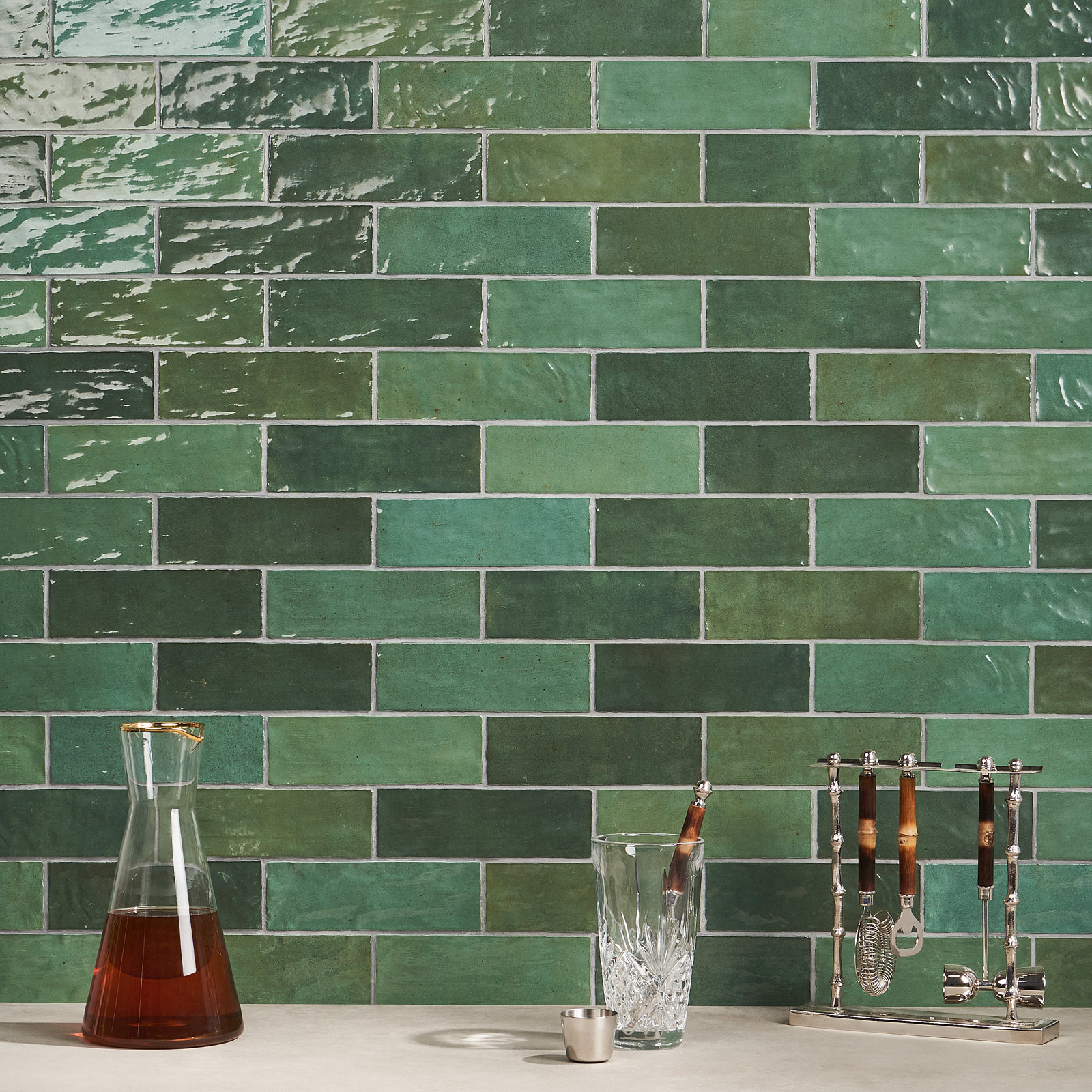 Karma 3 in. x 8 in. Glazed Ceramic Subway Wall Tile (38 pieces 5.38 Sq. Ft. / Case), Green