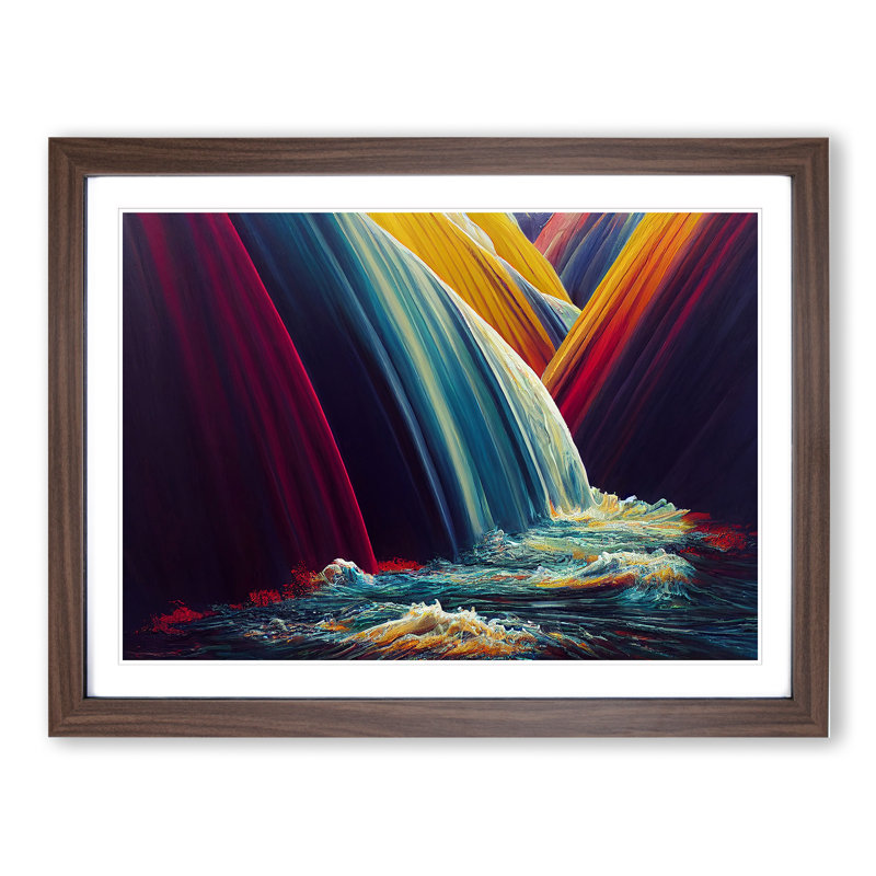 Waterfall Dreams - Single Picture Frame Print, 25cm H x 34cm W, Walnut