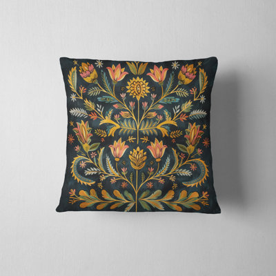 Folk Maximalist Floral Reversible Pillow Cover