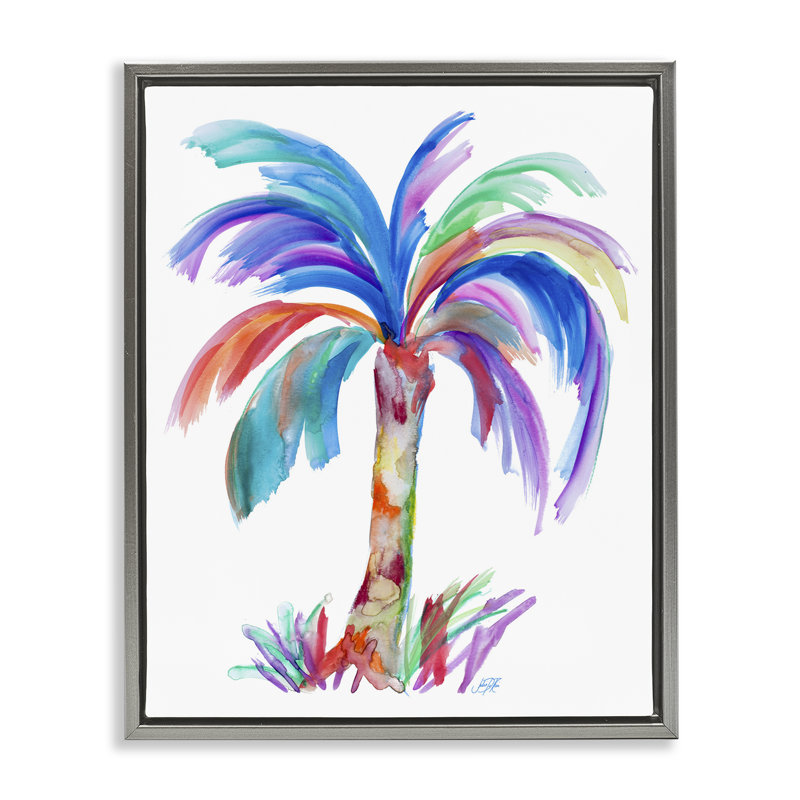 Art mural sur toile "Bold Palm Tree" par Julie DeRice, Cadre flottant gris lustré, H 21 po x l 17 po