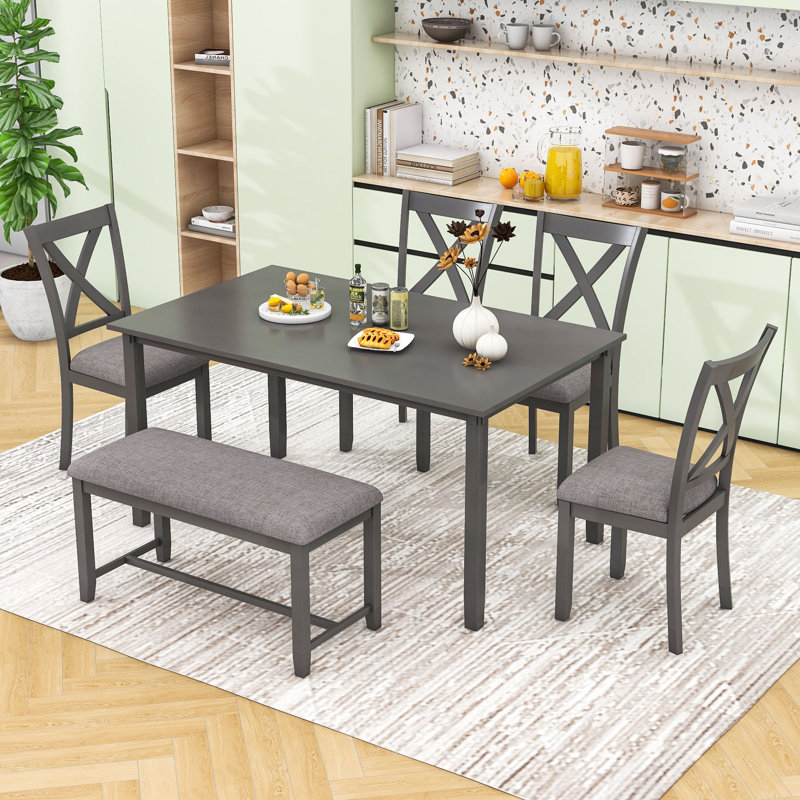 Deshana 6 - Person Four Leg Dining Set, Gray