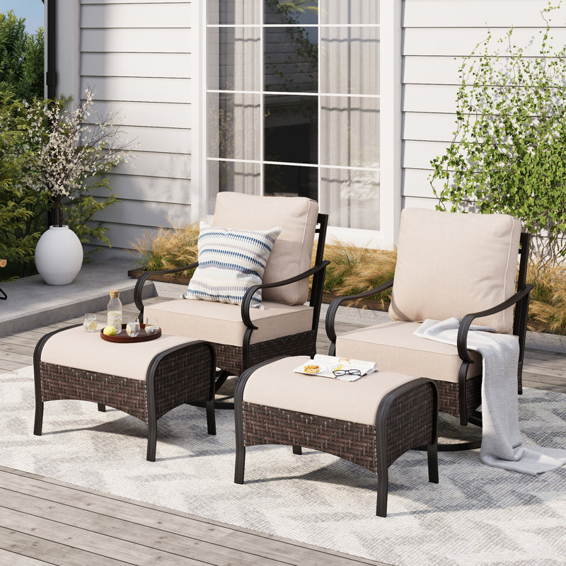 Swivel Patio Chair With Cushions And Ottoman