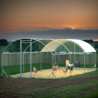 Cage à poules en métal avec housse imperméable UV - cage de dôme pour poules, cour extérieure