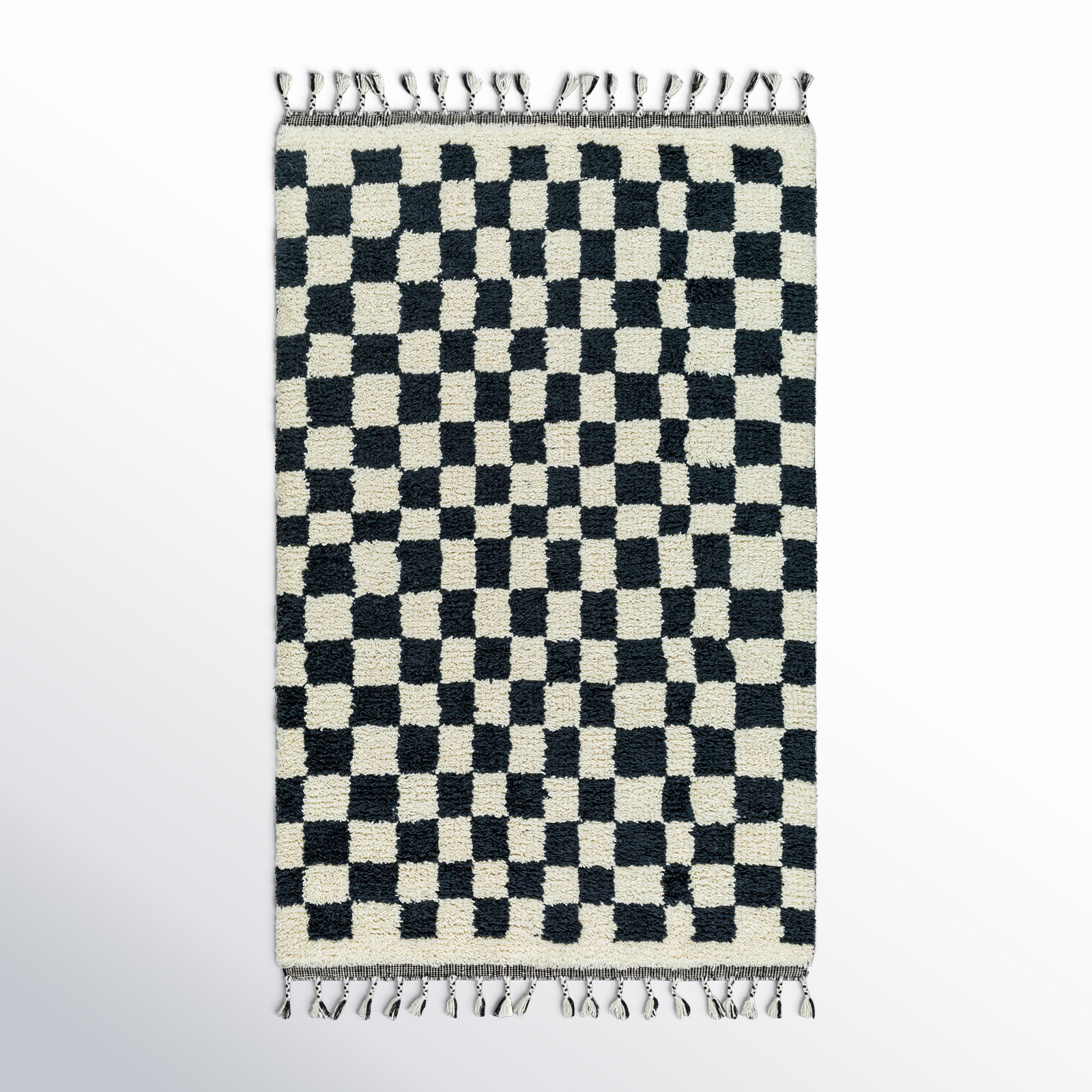 Keon Hand-Woven Checkered Shag Rug, Rectangle 8' x 10'