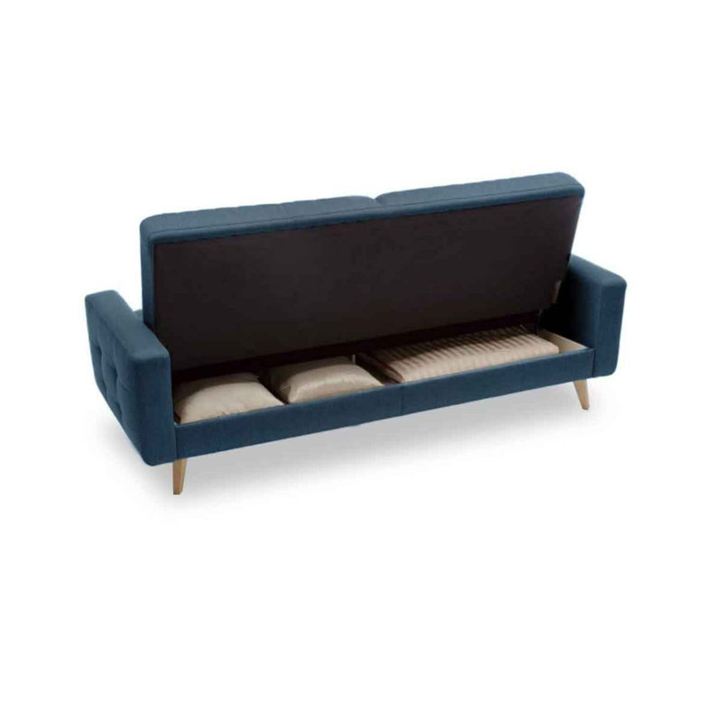 Canapé-lit Nappa avec rangement, Bleu / 100% polyester