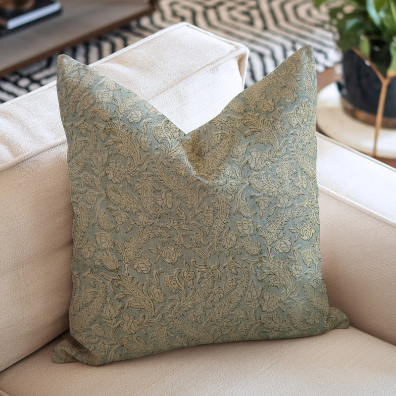 Coussin décoratif à imprimé à la main pour maison de campagne et décor moderne Fabribine - Blackforest, Carré