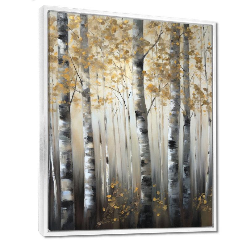 «Birch Tree Forest Wonderland V», reproduction sur toile, H 32 po x l 24 po, Cadre flottant blanc