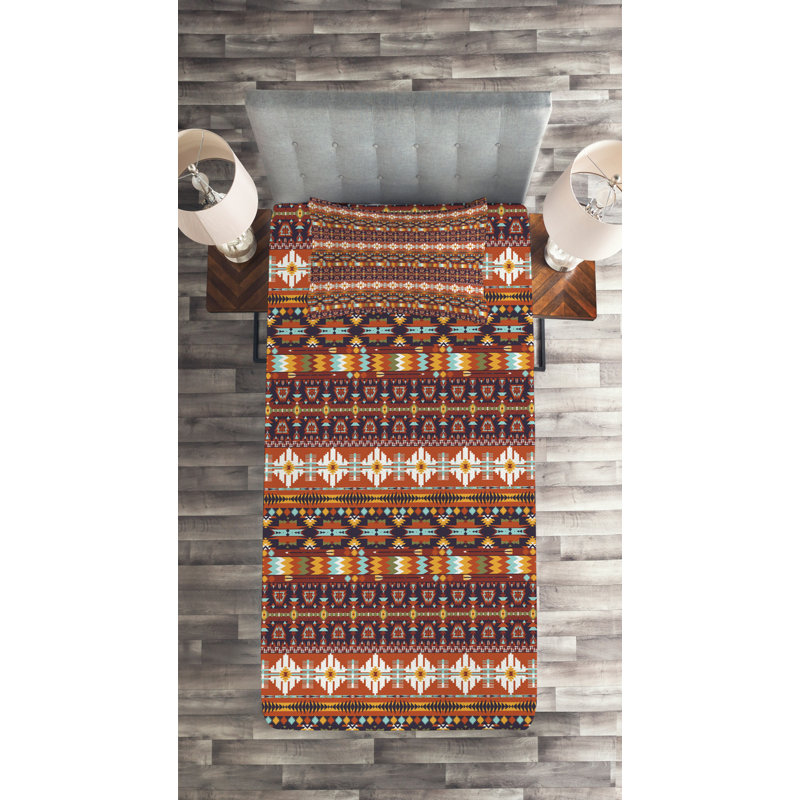 Eclectic Polyester Geometric Shapes Coverlet, Twin Bedspread + 1 Sham