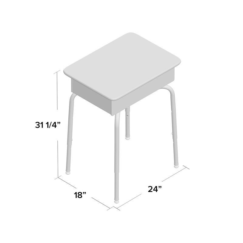 Adjustable Height Black and Natural Wood Student Desk