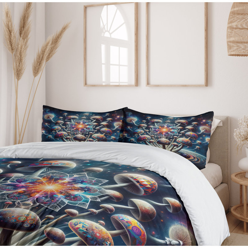 Mushroom Duvet Cover, King Duvet Cover + 2 Standard Shams