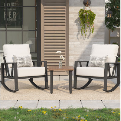 Ensemble de chaises berçantes d'extérieur avec table d'appoint (2 chaises et 1 table d'appoint)