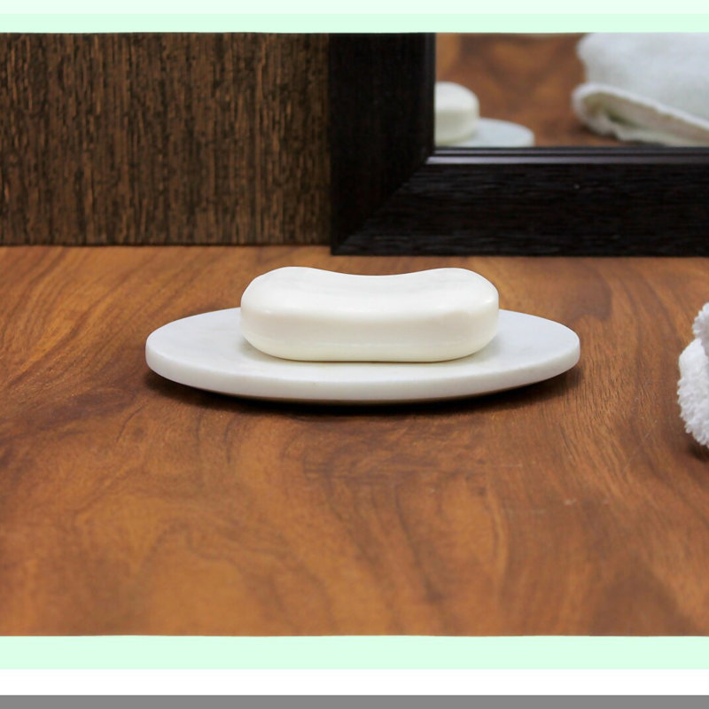 Elegant White Marble Oval Soap Dish - Premium Bathroom Accessory