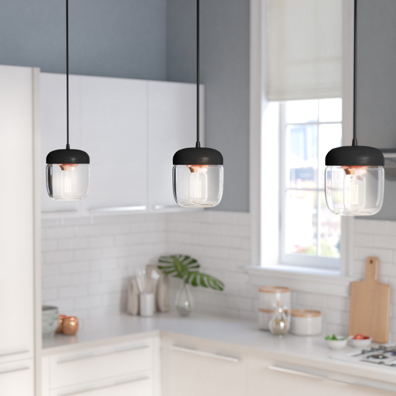 Luminaire suspendu en pot 1 lumière Hisako, Cuivre poli, Noir