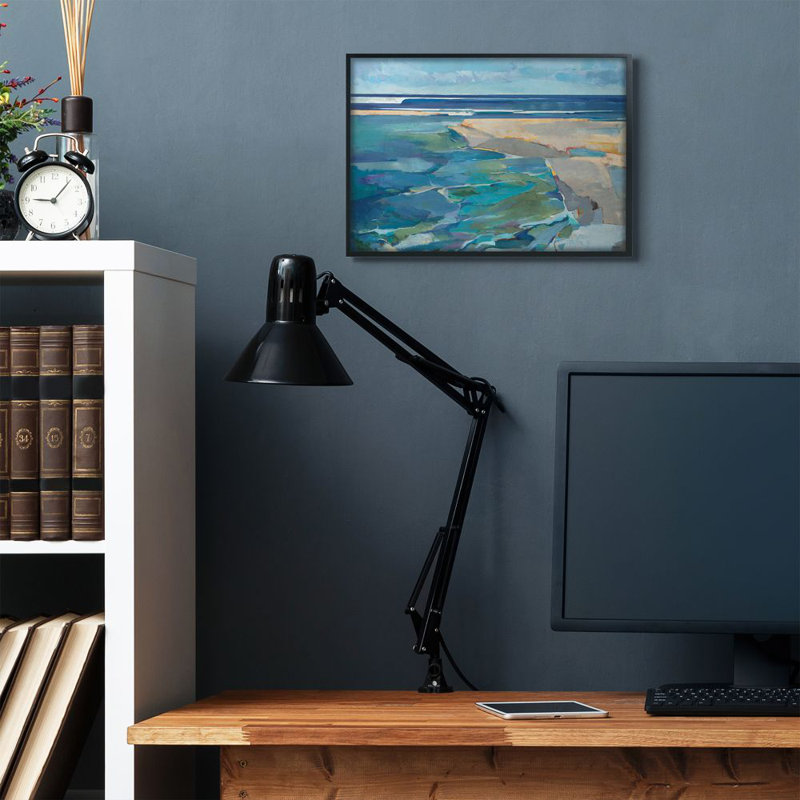 Plage abstraite par Tiers et mur - reproduction d'art, H 20 po x l 16 po x P 1,5 po, Giclée encadrée noir minuit