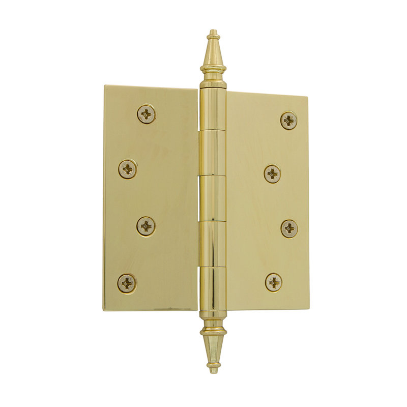 4'' x 4'' Brass Butt Bearing Hinge, Polished Brass