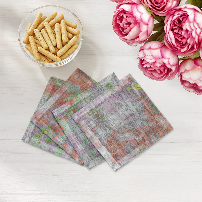 Impressionism Cotton Sateen Cocktail Napkins, Holiday